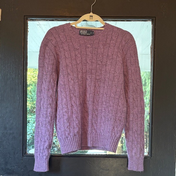 Polo Ralph Lauren Purple Cable Knit Crewneck Sweater - Picture 1 of 13